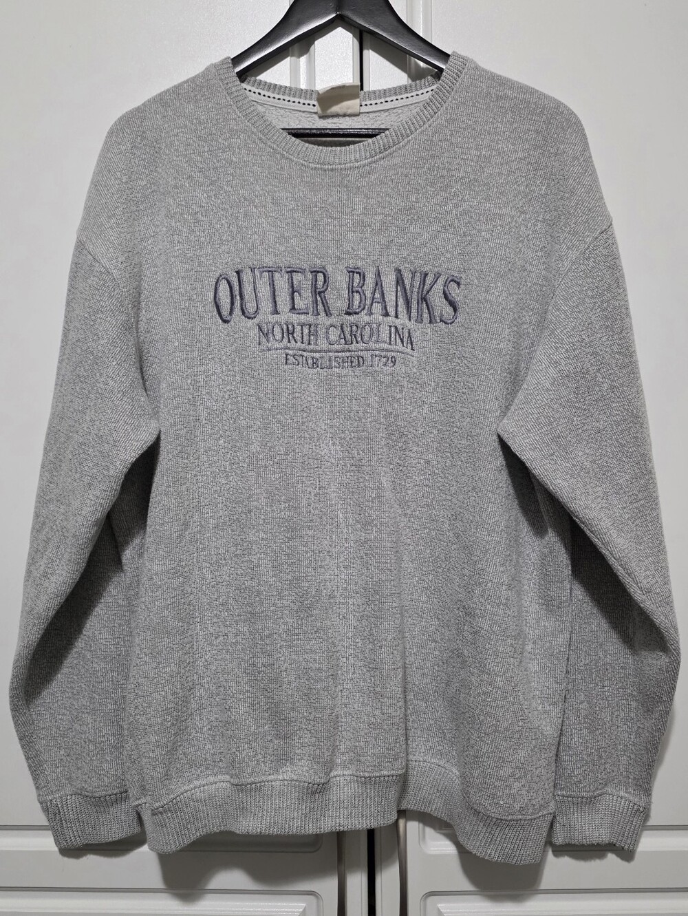 Pacific & Co. Mens Gray Embroider Outer Banks North Carolina PullOver Sweatshirt